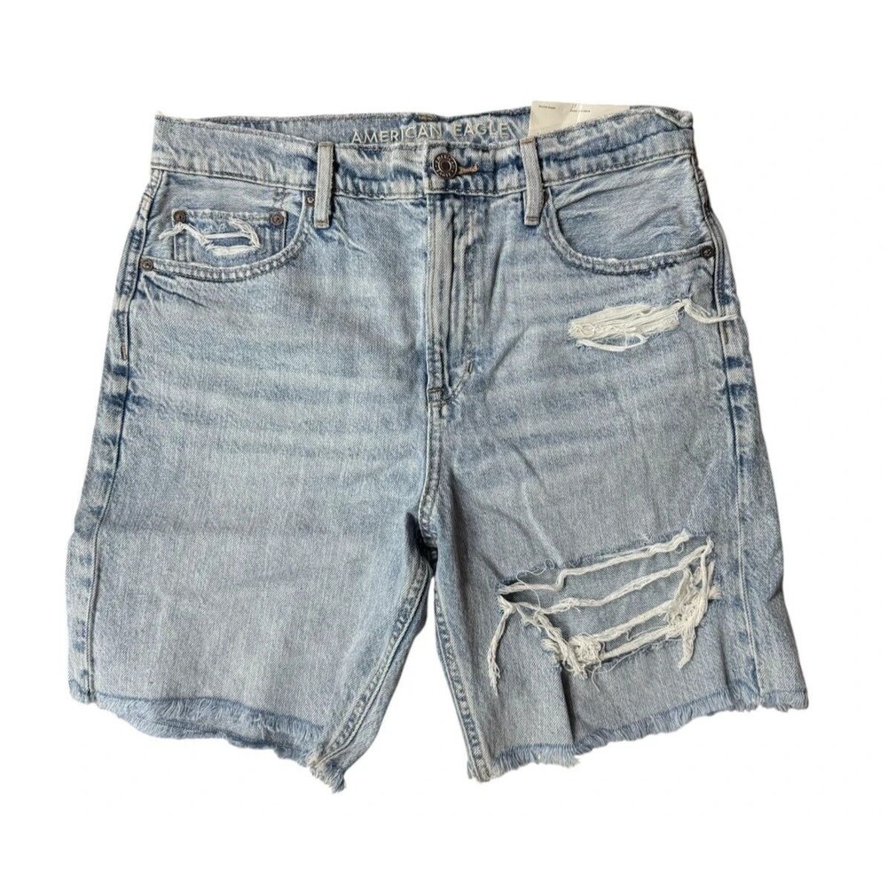 C26 American Eagle 4 AE Skater Short Low Rise Denim Baggy Cotton Ripped Relaxed